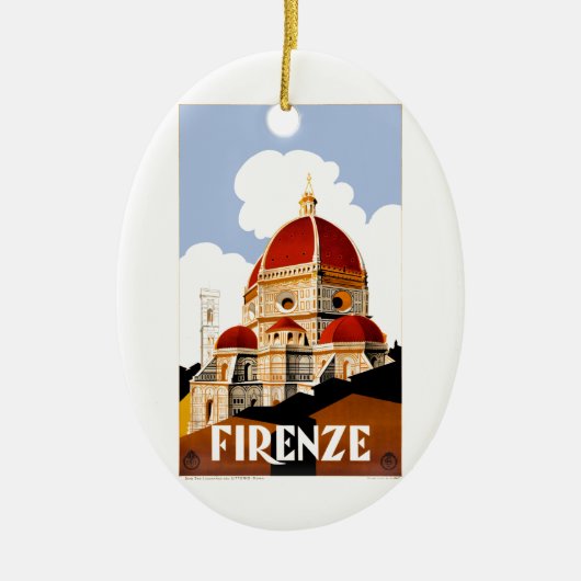 Florence Italy Duomo Travel Poster 1930 Keramisch Ornament (Voorkant)