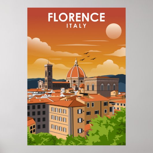 Florence Italy European City Travel Illustration Poster (Voorkant)