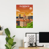 Florence Italy European City Travel Illustration Poster (Thuiskantoor)