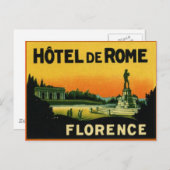 Florence Italy HOTEL DeROME Briefkaart (Voorkant / Achterkant)