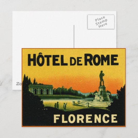 Florence Italy HOTEL DeROME Briefkaart (Voorkant / Achterkant)