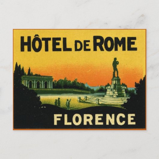 Florence Italy HOTEL DeROME Briefkaart (Voorkant)