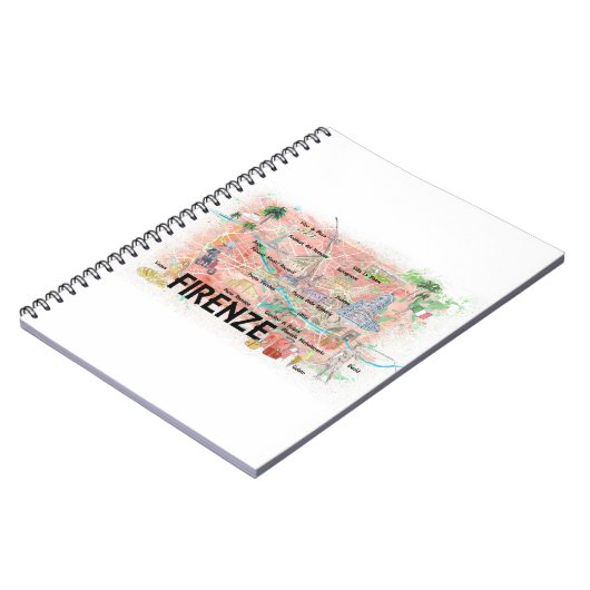 Florence Italy Illustrated Map with Landmarks Notitieboek (Linkerzijde)