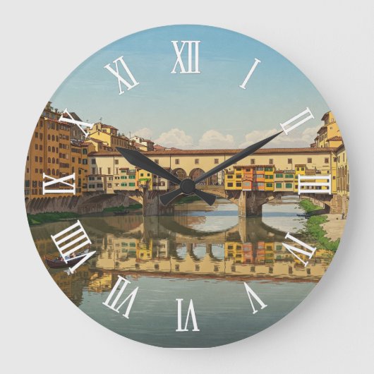 Florence Italy Ponte Vecchio Wall Clock Grote Klok (Voorkant)