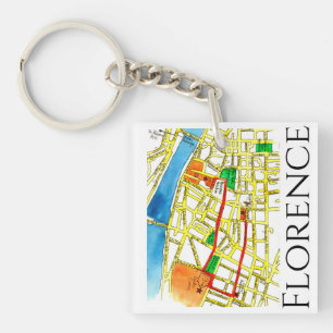 Florence Italy Street Map Fun en Colorful Sleutelhanger