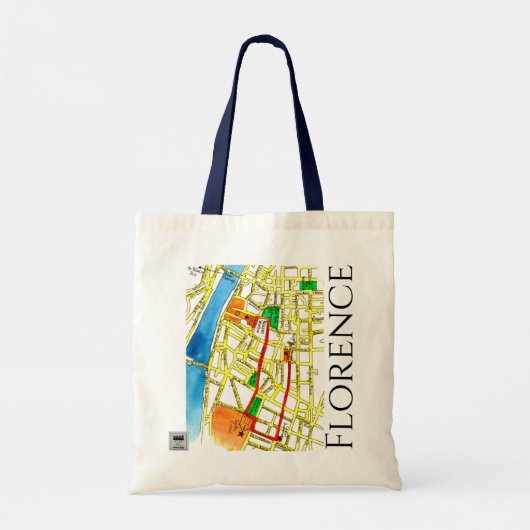 Florence Italy Street Map in Waterverf en Ink Tote Bag (Achterkant)