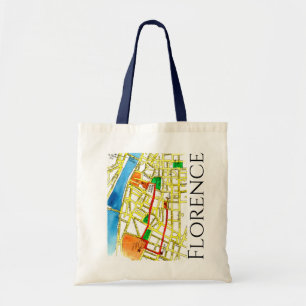 Florence Italy Street Map in Waterverf en Ink Tote Bag