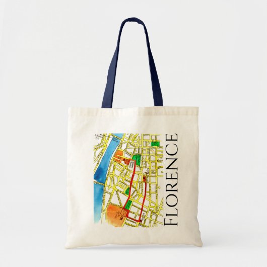 Florence Italy Street Map in Waterverf Tote Bag (Voorkant)