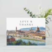 Florence Italy Watercolor Wedding Photo Bedankkaart (Staand voorkant)