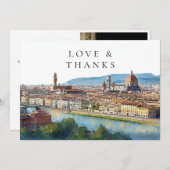 Florence Italy Watercolor Wedding Photo Bedankkaart (Voorkant / Achterkant)