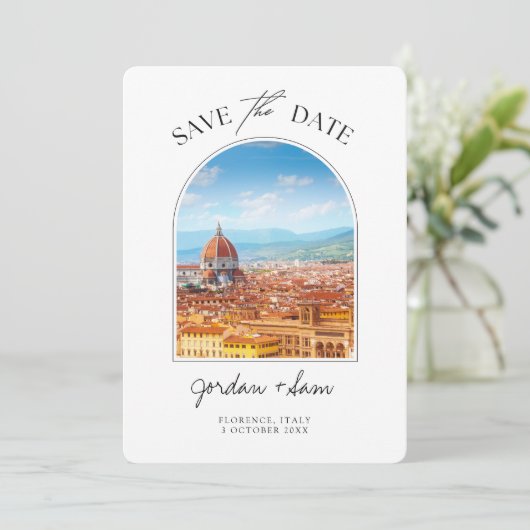 Florence Italy Wedding Save the Date Kaart (Staand voorkant)