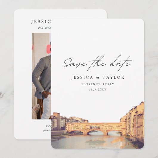 Florence Italy Wedding Save the Date Kaart (Voorkant / Achterkant)