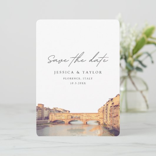 Florence Italy Wedding Save the Date Kaart (Staand voorkant)