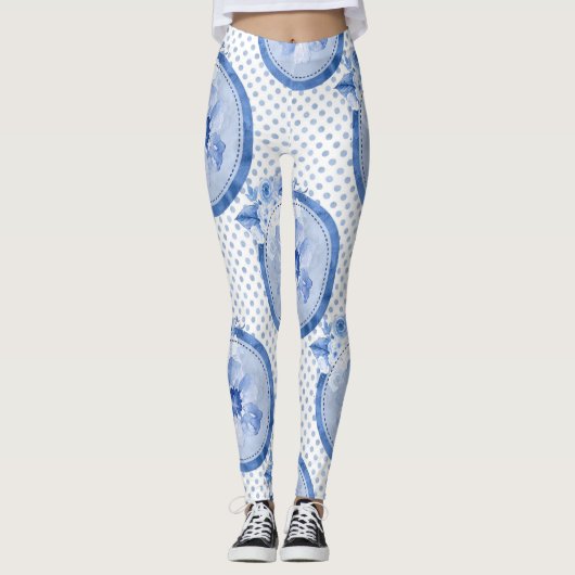Florence Leggings blauw Vloerafdruk Legging patroo (Voorkant)