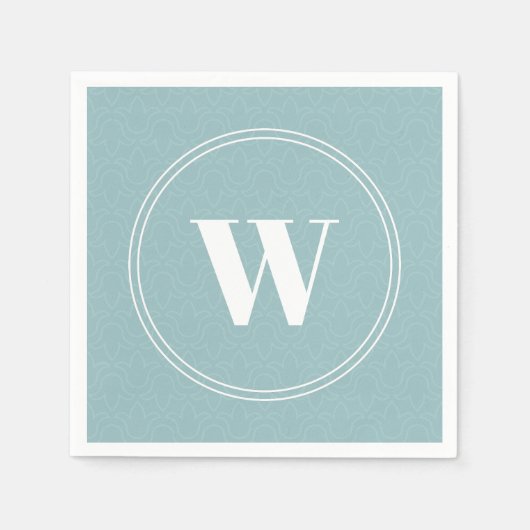 Florence, lichtblauw, monogram lijst servet (Voorkant)