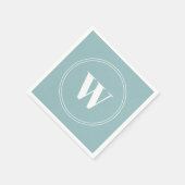 Florence, lichtblauw, monogram lijst servet (Hoek)