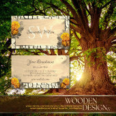 Florence Light Brown Wood Grain Bark Initialen Visitekaartje