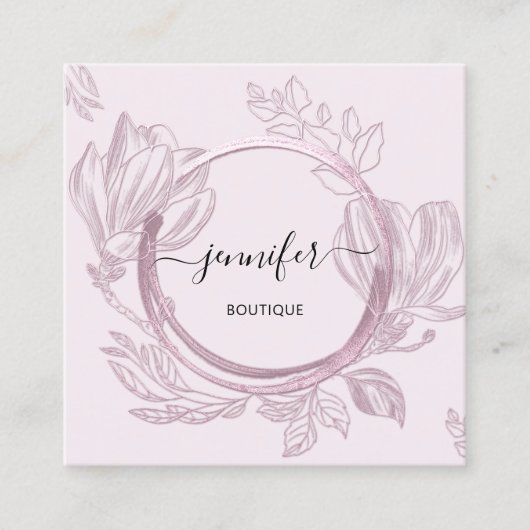 Florence Lijst QR Code Logo Garden Roos Roze Vierkante Visitekaartje (Voorkant)