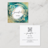 Florence Lijst QR Code Logo Gold Blauwgroen Blauw Vierkante Visitekaartje (Voorkant / Achterkant)