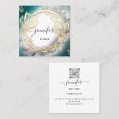 Florence Lijst QR Code Logo Gold Blauwgroen Grijs Vierkante Visitekaartje (Voorkant / Achterkant)