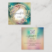 Florence Lijst QR Code Logo Gold Blauwgroen Groen Vierkante Visitekaartje (Voorkant / Achterkant)