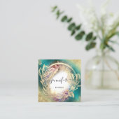 Florence Lijst QR Code Logo Gold Blauwgroen Groen Vierkante Visitekaartje (Staand voorkant)