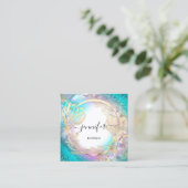 Florence Lijst QR Code Logo Gold Blue Roze Vierkante Visitekaartje (Staand voorkant)