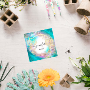 Florence Lijst QR Code Logo Gold Blue Roze Vierkante Visitekaartje