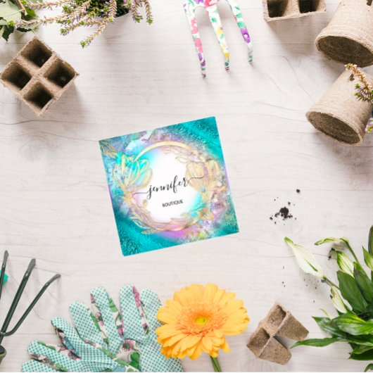 Florence Lijst QR Code Logo Gold Blue Roze Vierkante Visitekaartje