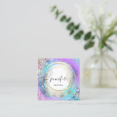 Florence Lijst QR Code Logo Gold Garden Pink Vierkante Visitekaartje (Staand voorkant)