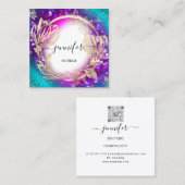 Florence Lijst QR Code Logo Gold Green Blue Confet Vierkante Visitekaartje (Voorkant / Achterkant)