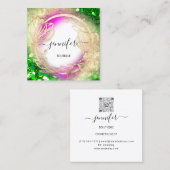 Florence Lijst QR Code Logo Gold Green Pink Vierkante Visitekaartje (Voorkant / Achterkant)