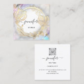 Florence Lijst QR Code Logo Gold Grey Abstract Vierkante Visitekaartje (Voorkant / Achterkant)