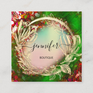 Florence Lijst QR Code Logo Gold Red Holographic Vierkante Visitekaartje