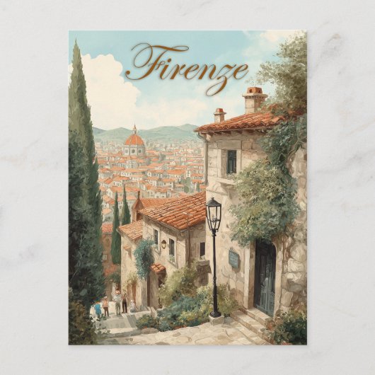 Florence met een vintage inspiratie briefkaart (Voorkant)