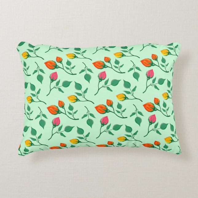 Florence met gekleurde rozen bloemen accent kussen (Voorkant)