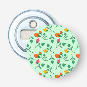 Florence met gekleurde rozen bloemen button flesopener