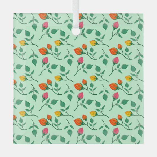 Florence met gekleurde rozen bloemen glas ornament (Voorkant)