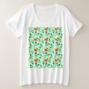 Florence met gekleurde rozen bloemen grote maat t-shirt