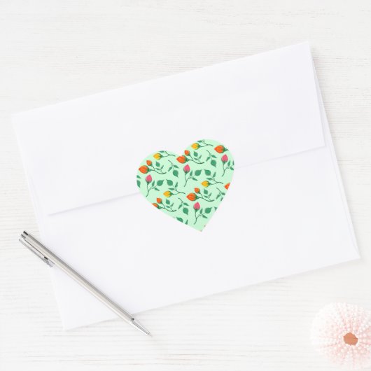 Florence met gekleurde rozen bloemen hart sticker (Envelop)