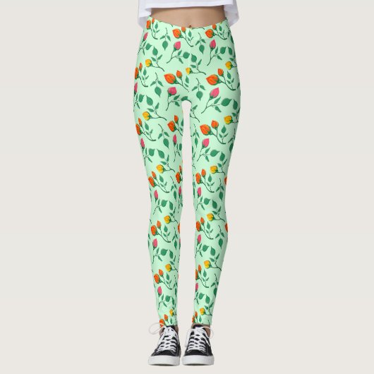 Florence met gekleurde rozen bloemen leggings (Voorkant)