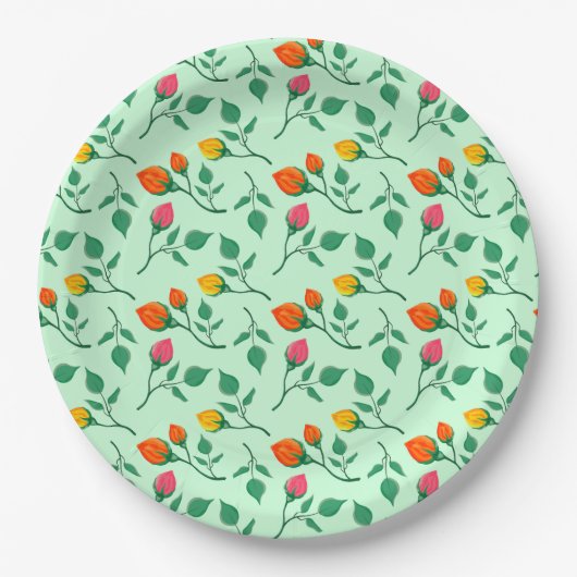 Florence met gekleurde rozen bloemen papieren bordje (Voorkant)