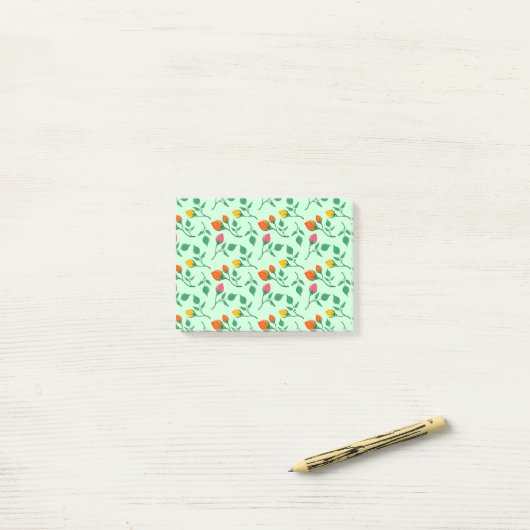 Florence met gekleurde rozen bloemen post-it® notes (Op bureau)
