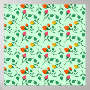 Florence met gekleurde rozen bloemen poster