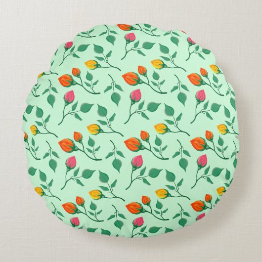 Florence met gekleurde rozen bloemen rond kussen (Voorkant)