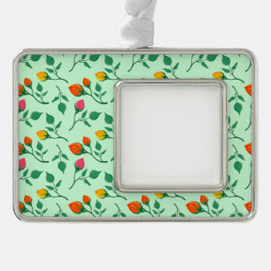 Florence met gekleurde rozen bloemen verzilverd omlijst ornament