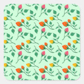 Florence met gekleurde rozen bloemen vierkante sticker (Voorkant)