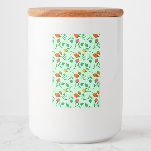 Florence met gekleurde rozen bloemen voedselcontainer etiket (Voorkant)