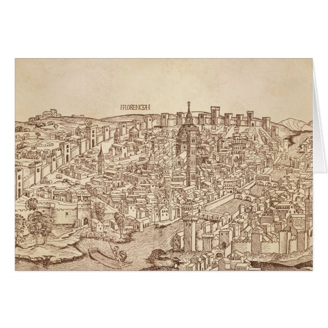 Florence, middeleval Woodcut (Voorkant Horizontaal)