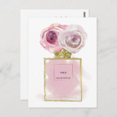 Florence Mode Perfume Flaconroze Roses Glam Briefkaart (Voorkant / Achterkant)